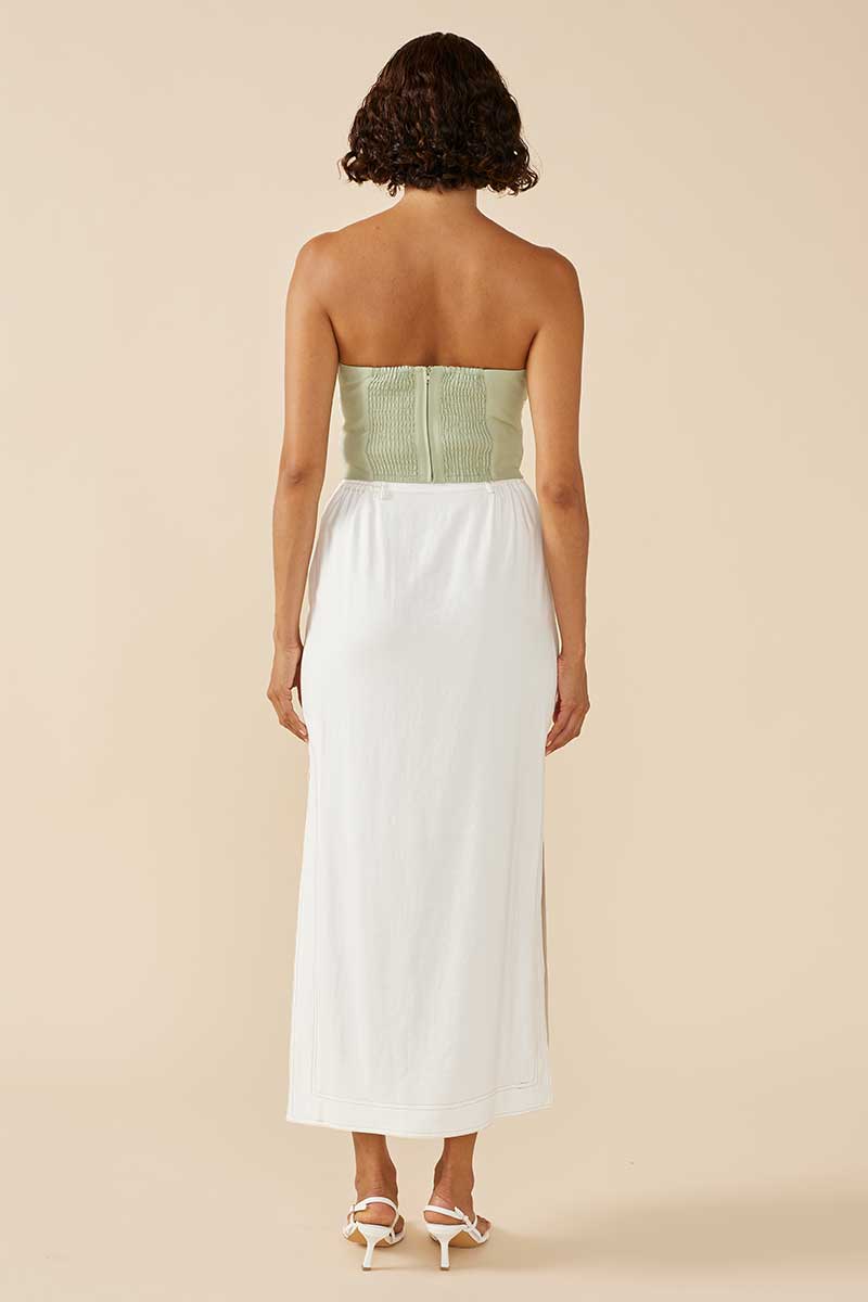 LUNA EMBROIDERED TOP - SAGE IVORY