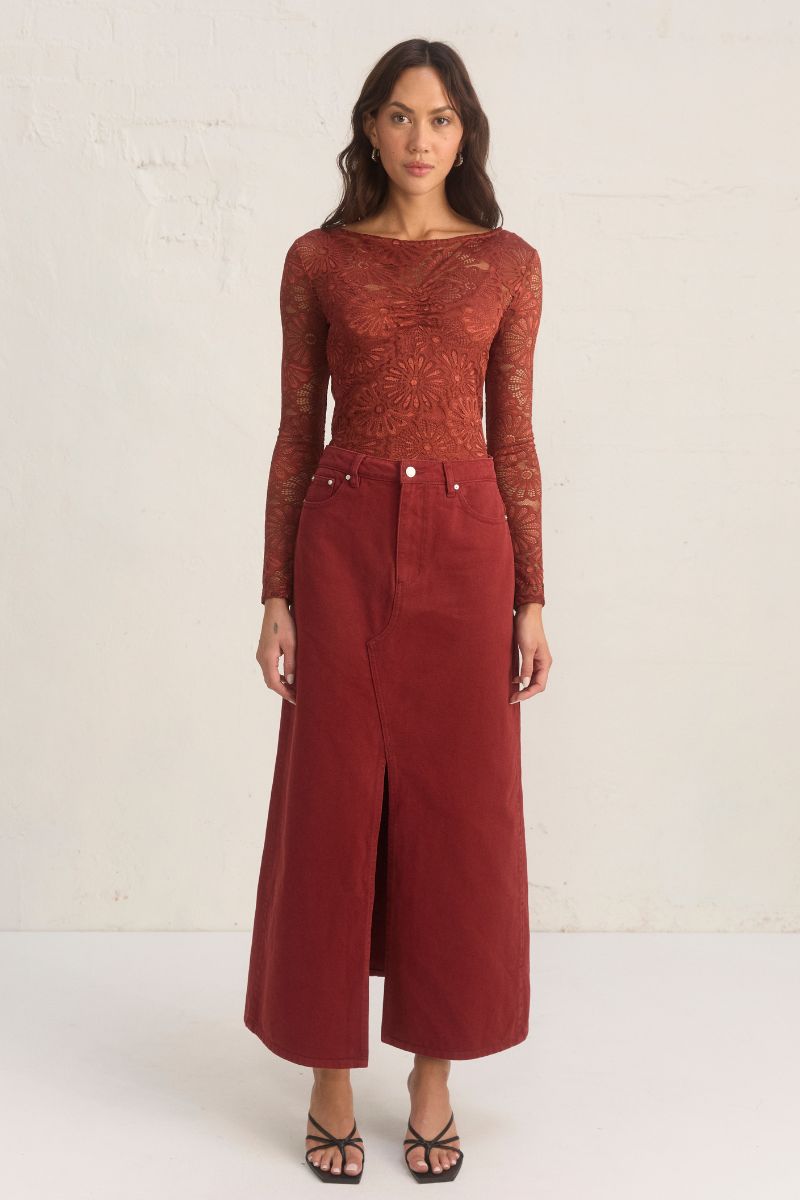 FLORA LACE TOP WINE