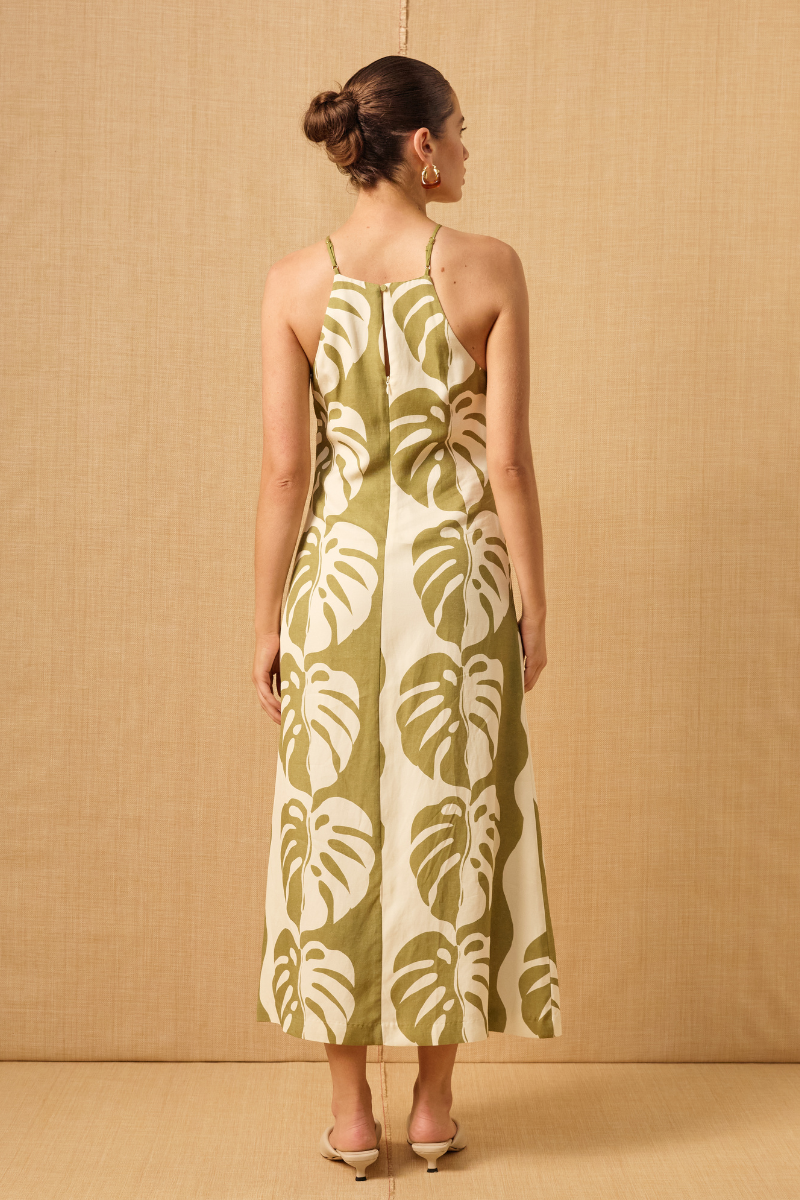 MIDSUMMER PALM APRON DRESS