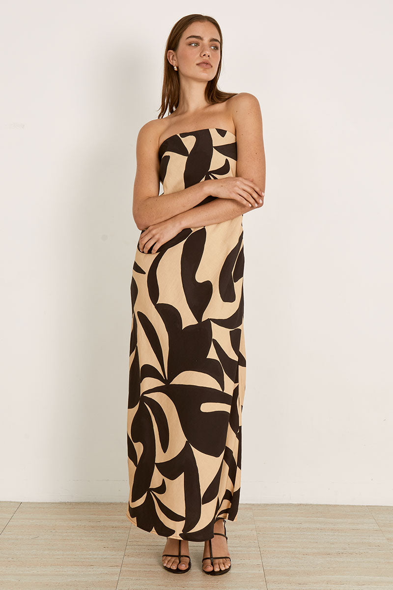 SURREAL STRAPLESS DRESS - SURREAL BLACK