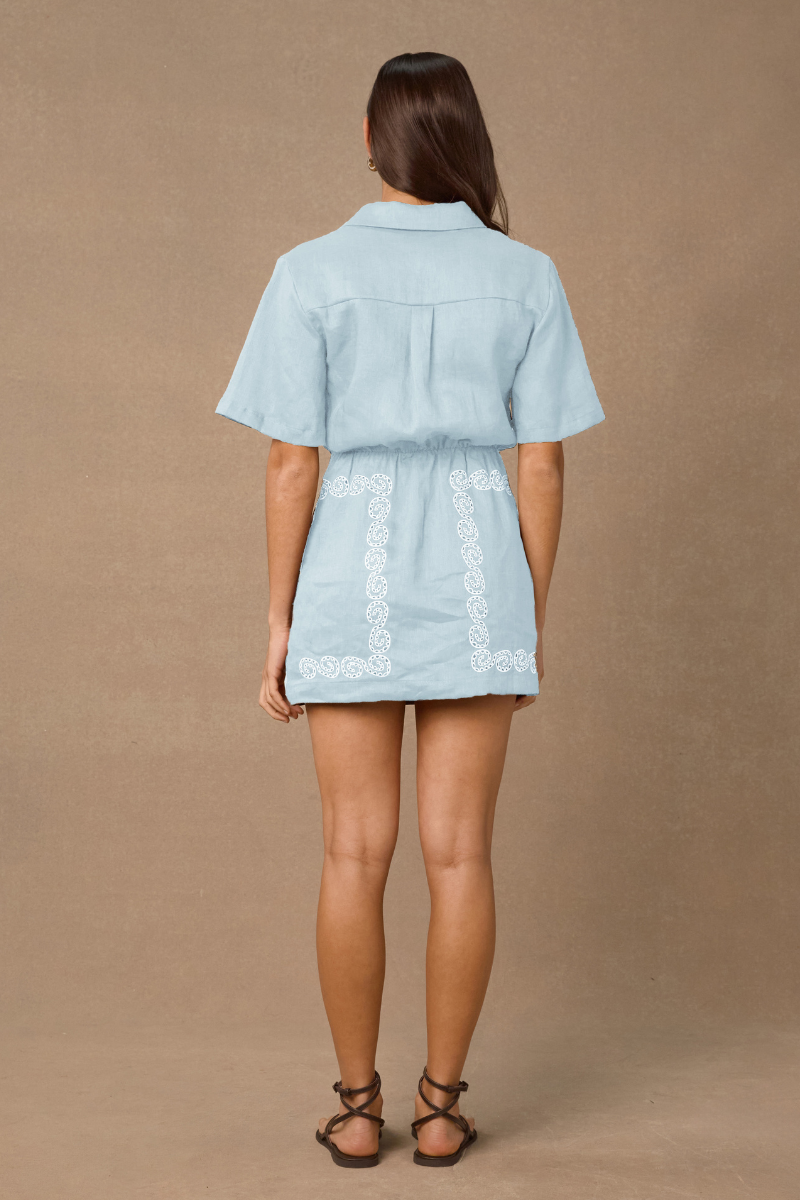 ORA SHIRT DRESS - BLUE AND WHITE