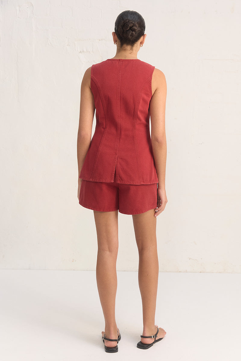 BAYSIDE DENIM TOP CHERRY