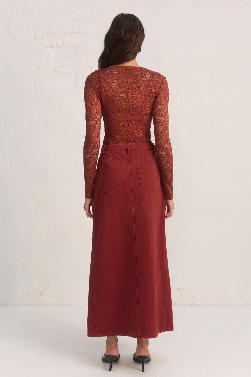 FLORA LACE TOP WINE