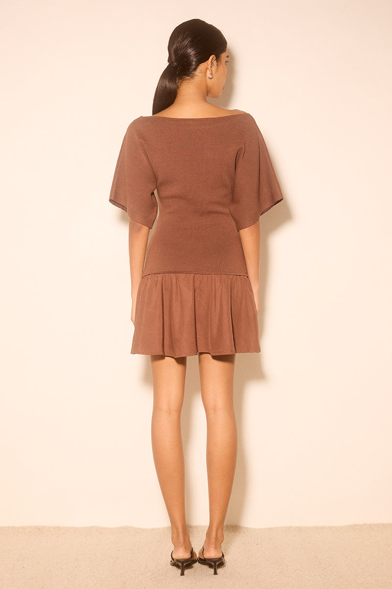 VENTURE KNIT COMBO MINI DRESS CACAO