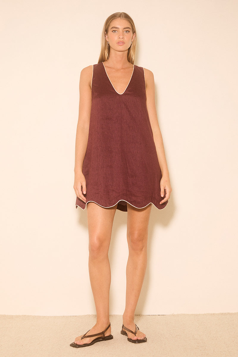 Aleria Mini Dress Plum Contrast Bind – MØN RENN