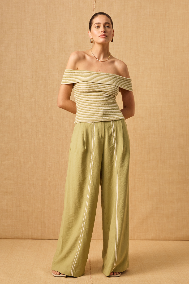 RIPPLE TOP - SAGE STRIPE