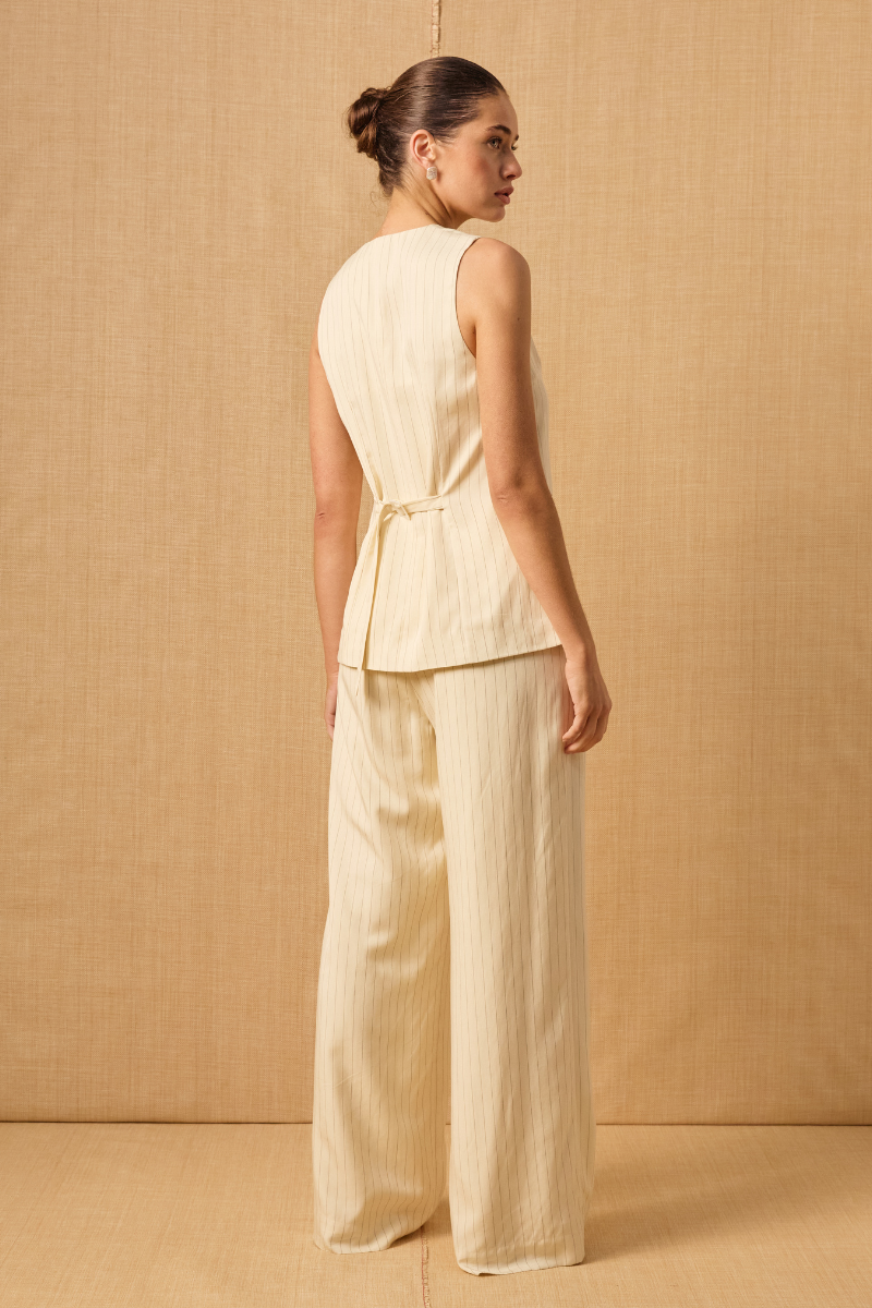 BAHIA PINSTRIPE PANT - BUTTER