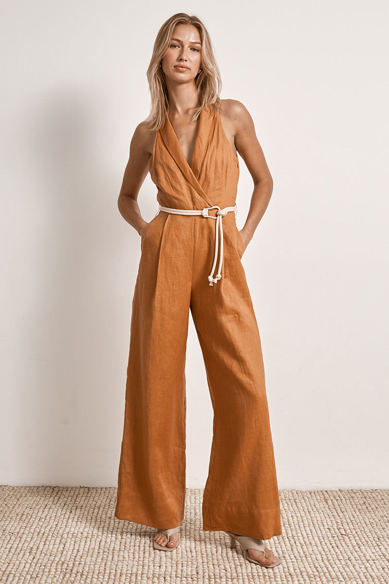 Mon Renn women's Clothing Sydney Bask Jumpsuit Tobacco