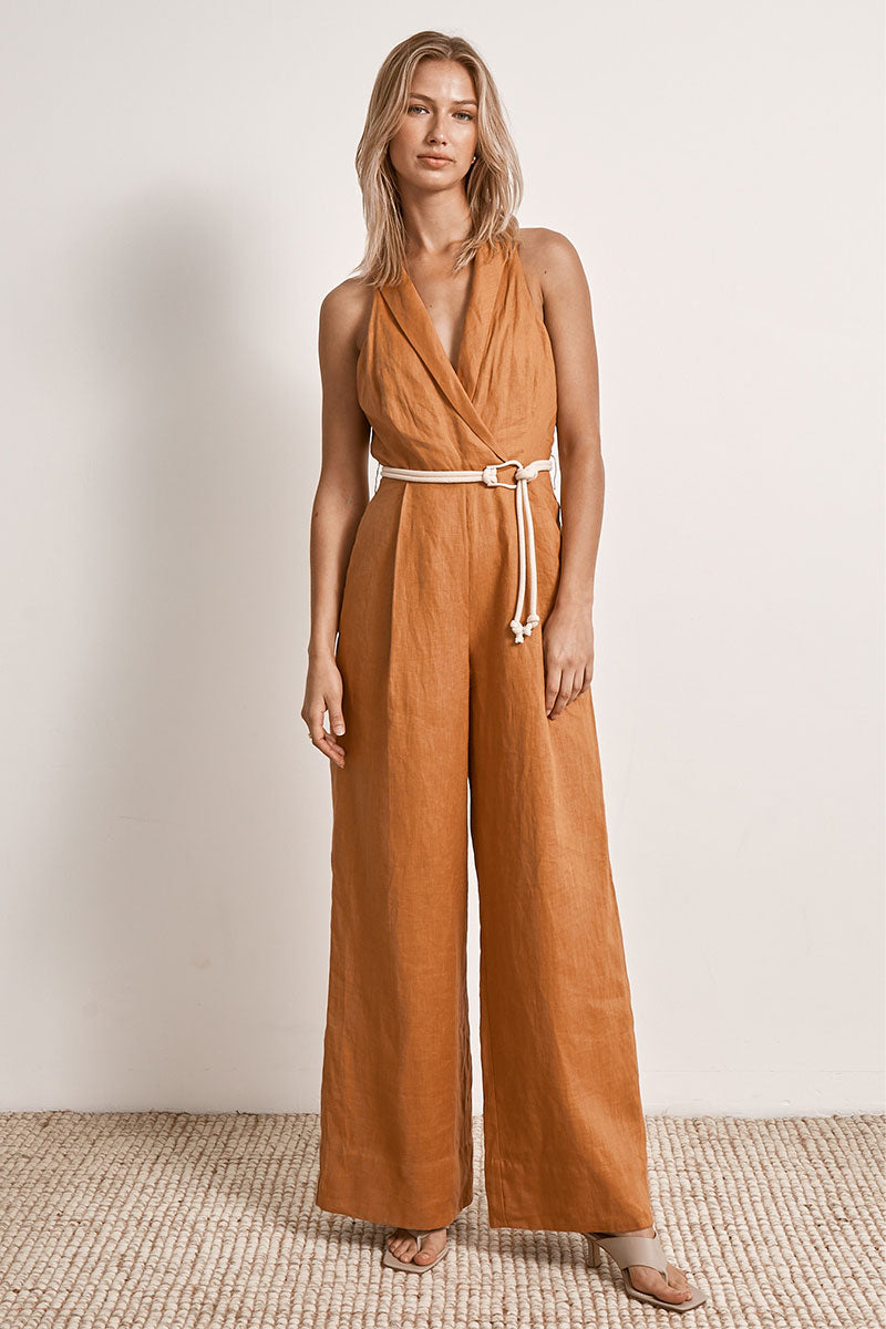 Mon Renn women's Clothing Sydney Bask Jumpsuit Tobacco