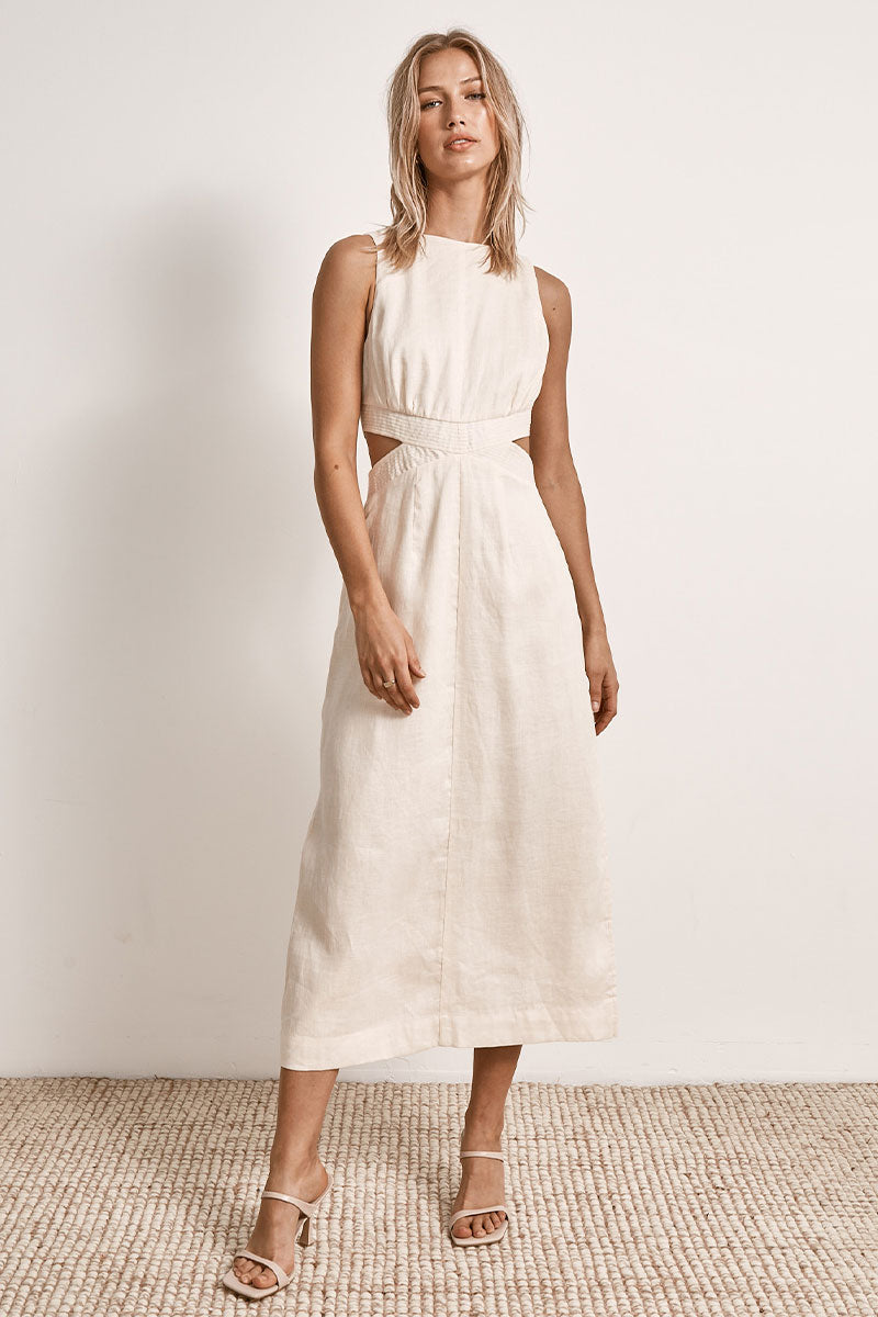 Mon Renn women's Clothing Sydney Bask Midi Dress white