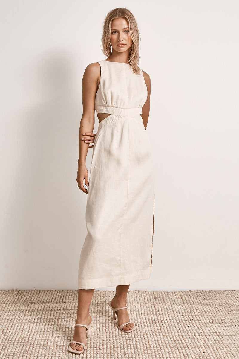 Mon Renn women's Clothing Sydney Bask Midi Dress white