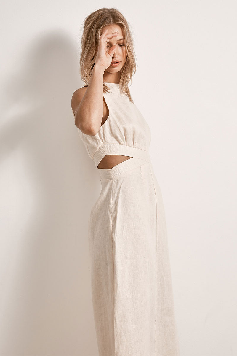 Mon Renn women's Clothing Sydney Bask Midi Dress white