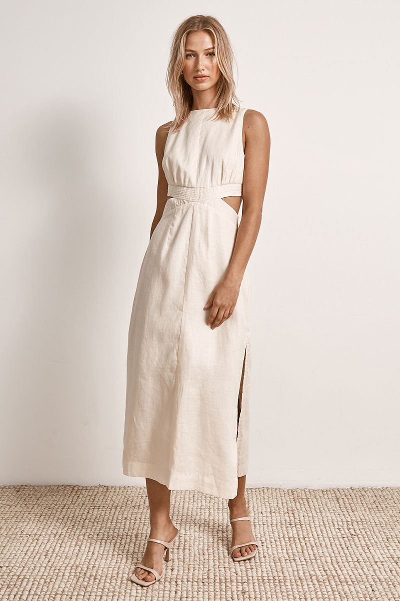 Mon Renn women's Clothing Sydney Bask Midi Dress white