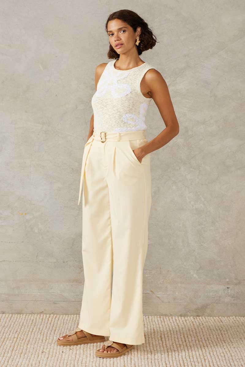 BLOOM KNIT TOP - LEMON / WHITE
