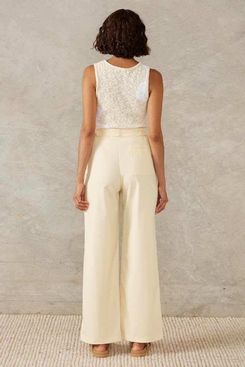 BLOOM KNIT TOP - LEMON / WHITE