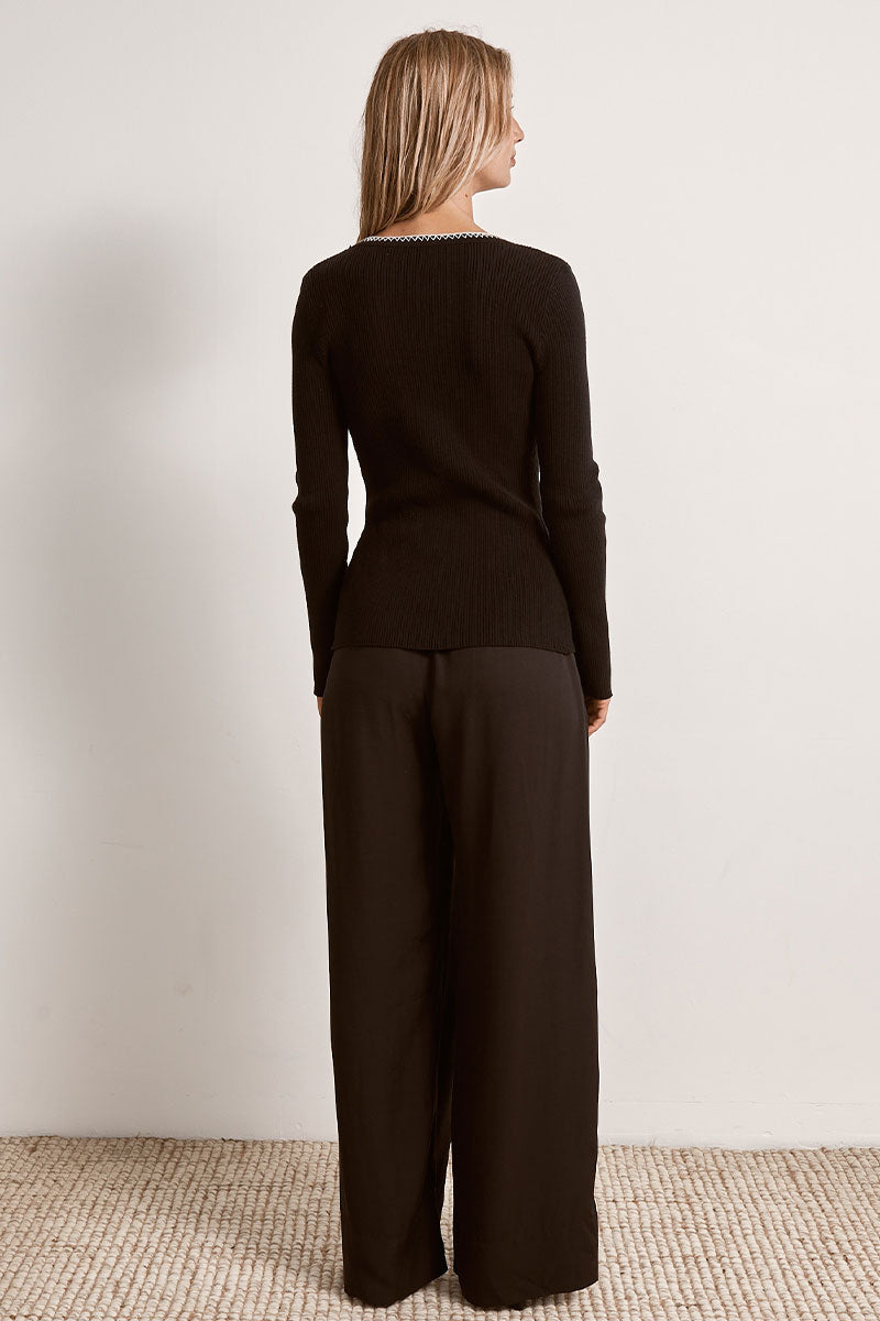 Mon Renn women's Clothing Sydney Connect Knit Top Black