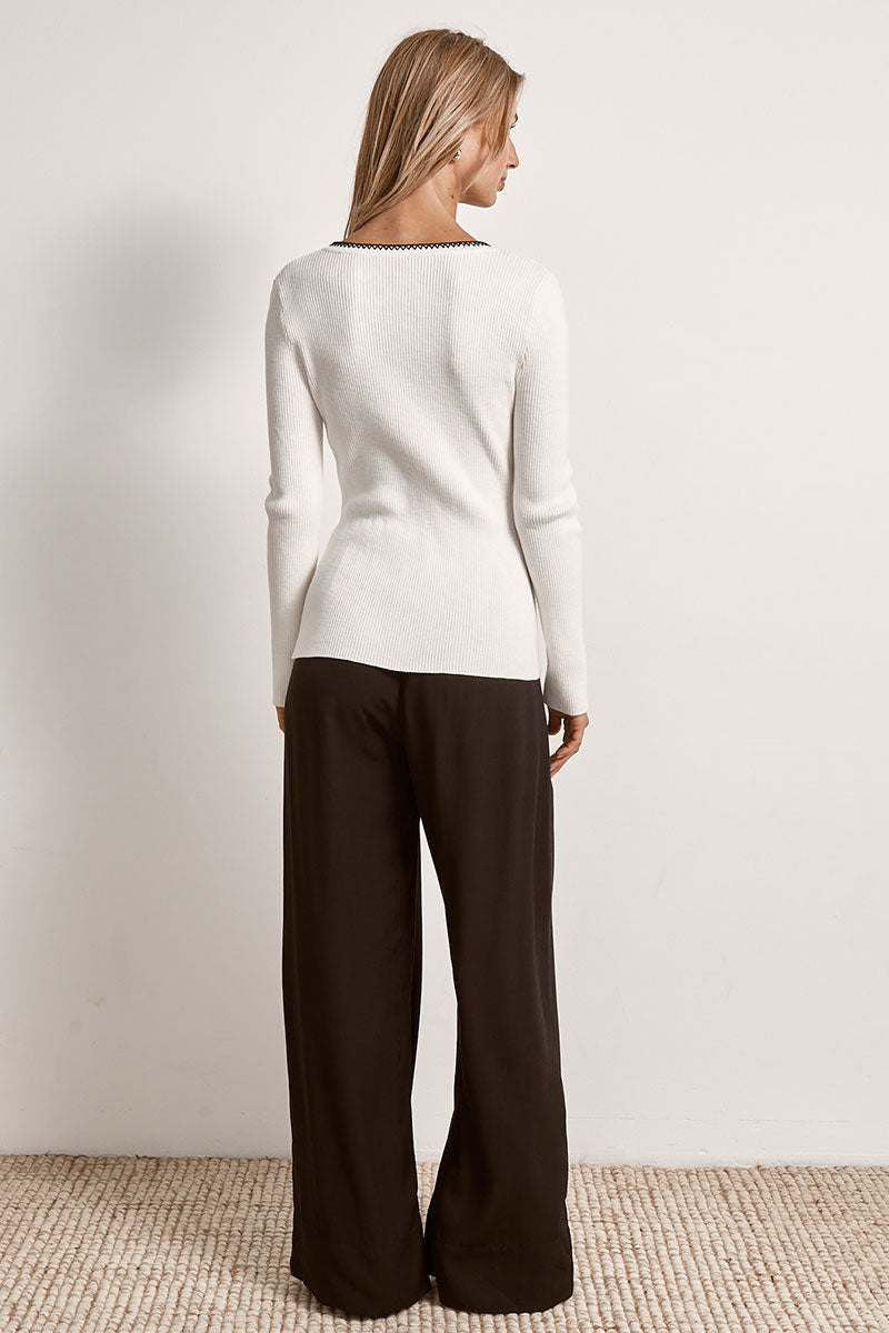 Mon Renn women's Clothing Sydney Connect Knit Top White