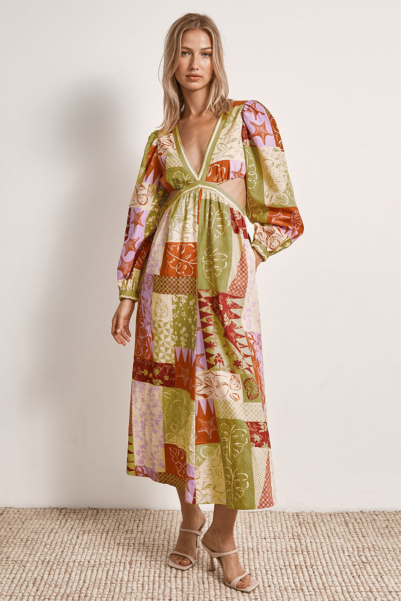Mon Renn women's Clothing Sydney Cove Long Sleeve Midi dress
