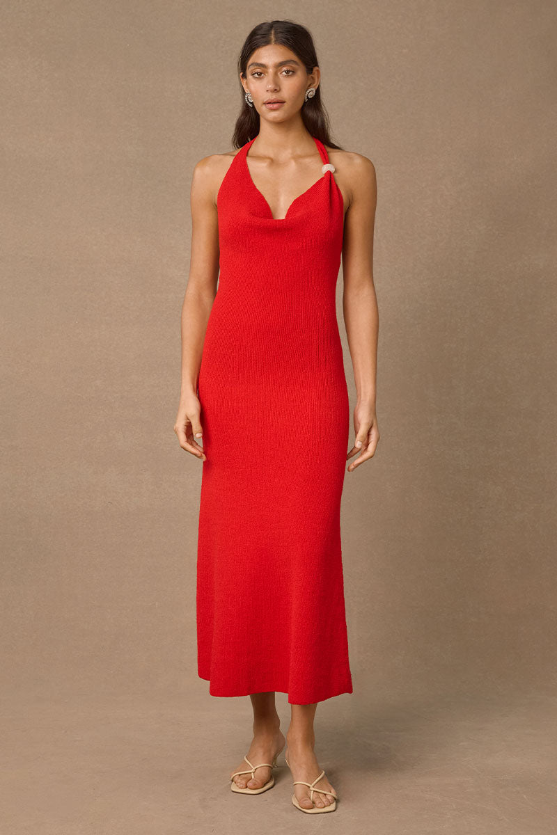 strapless open back dress Red Satin Maxi Dress – Bold Sleeveless Evening Gown for Women