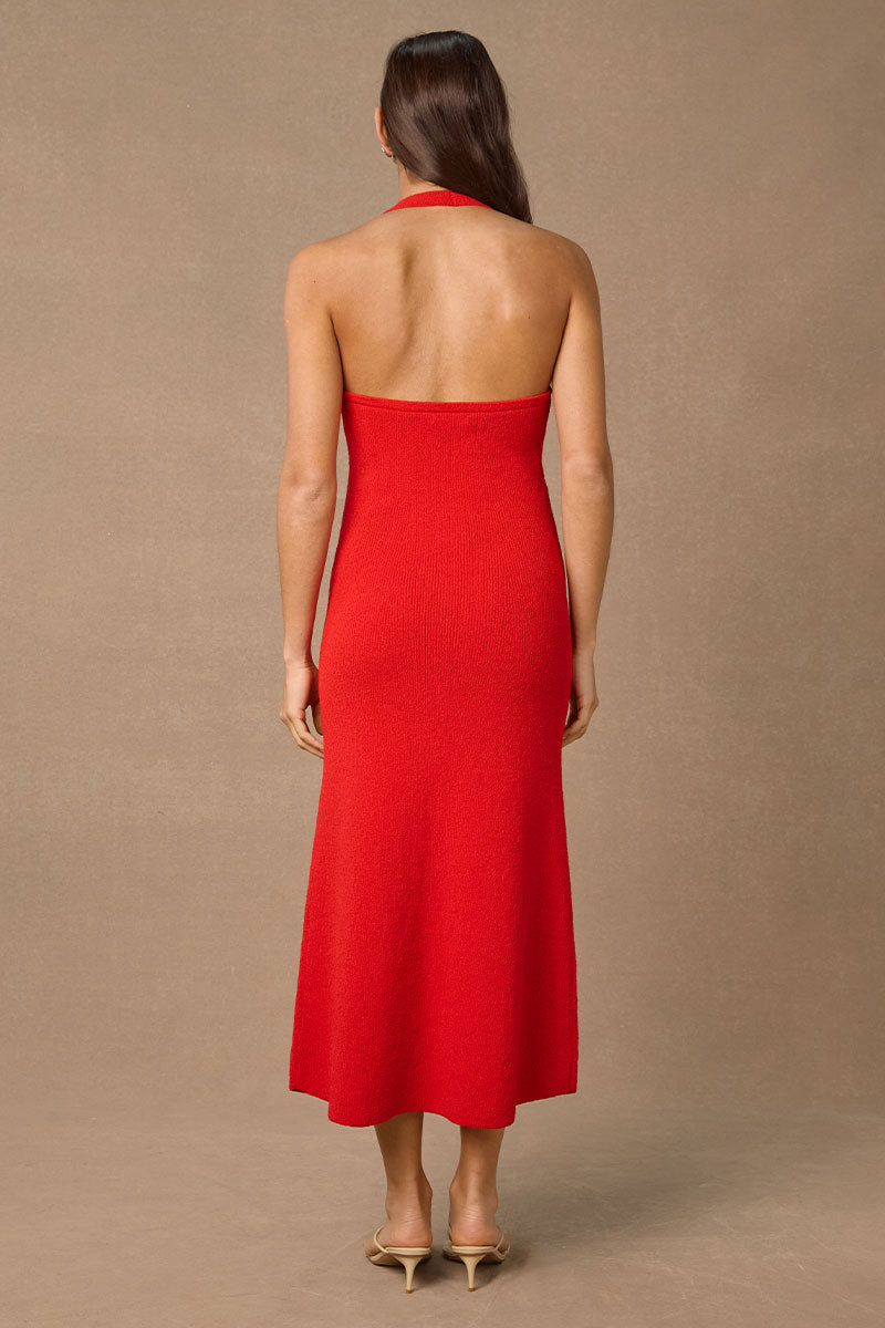 COWRIE KNIT DRESS - SIREN RED