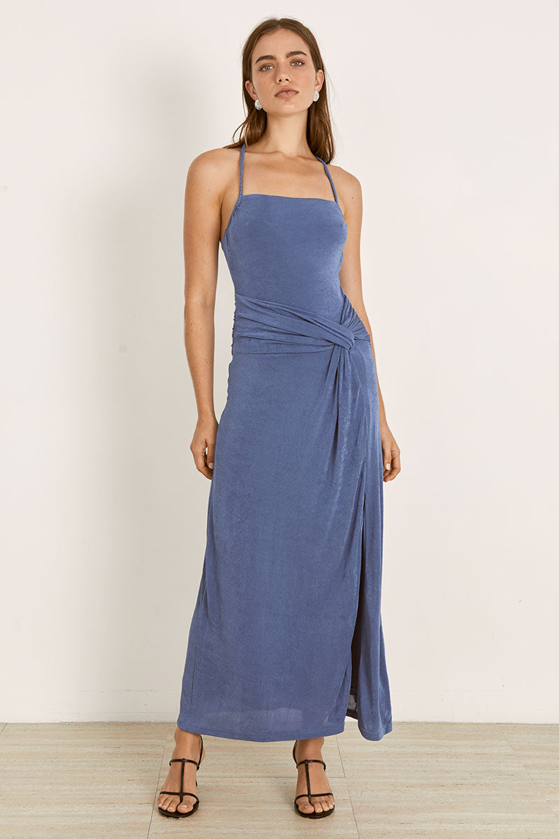Mon Renn women's Clothing Sydney Entwine Midi Dress Blue