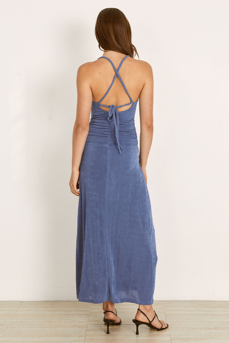 Mon Renn women's Clothing Sydney Entwine Midi Dress Blue