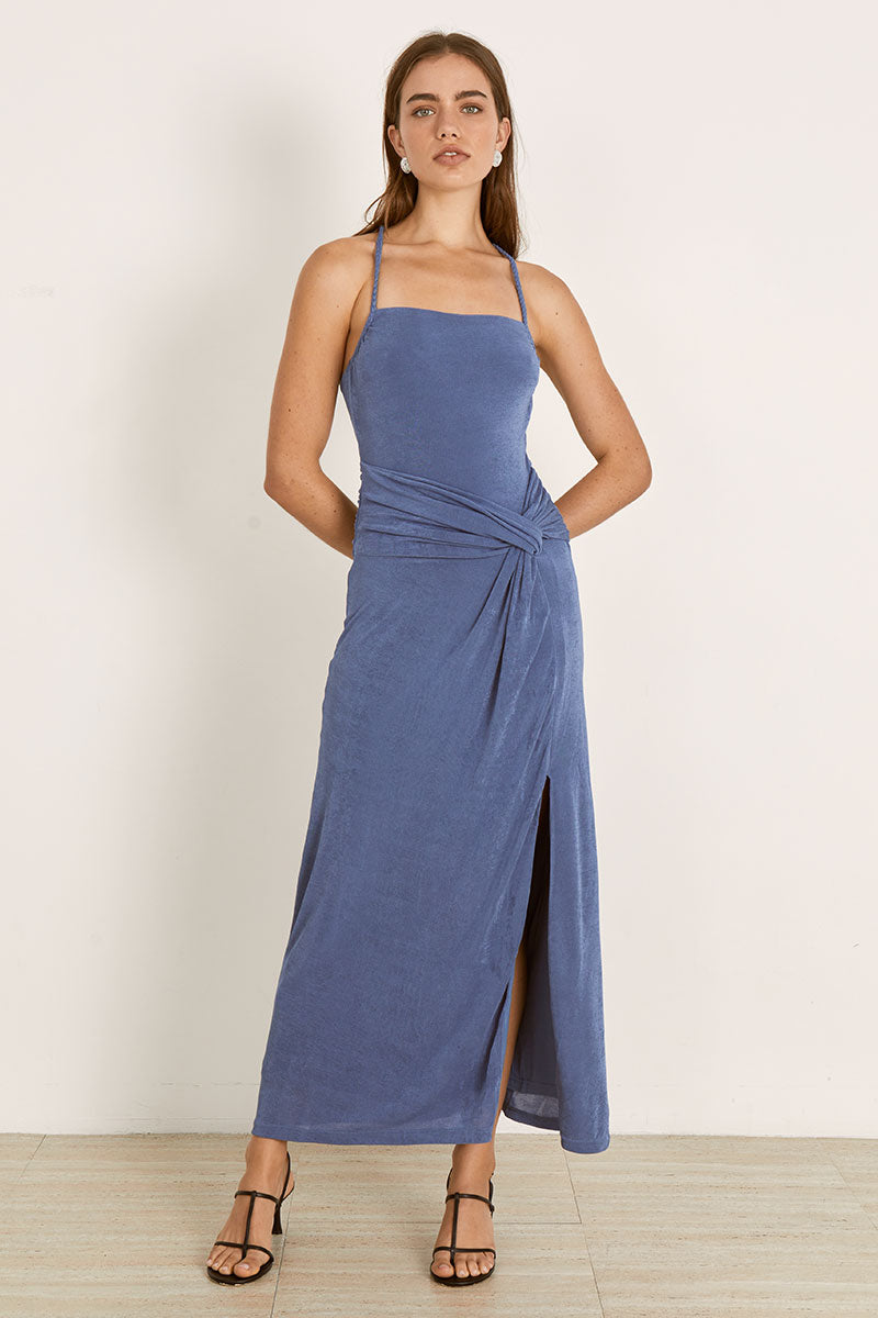 Mon Renn women's Clothing Sydney Entwine Midi Dress Blue