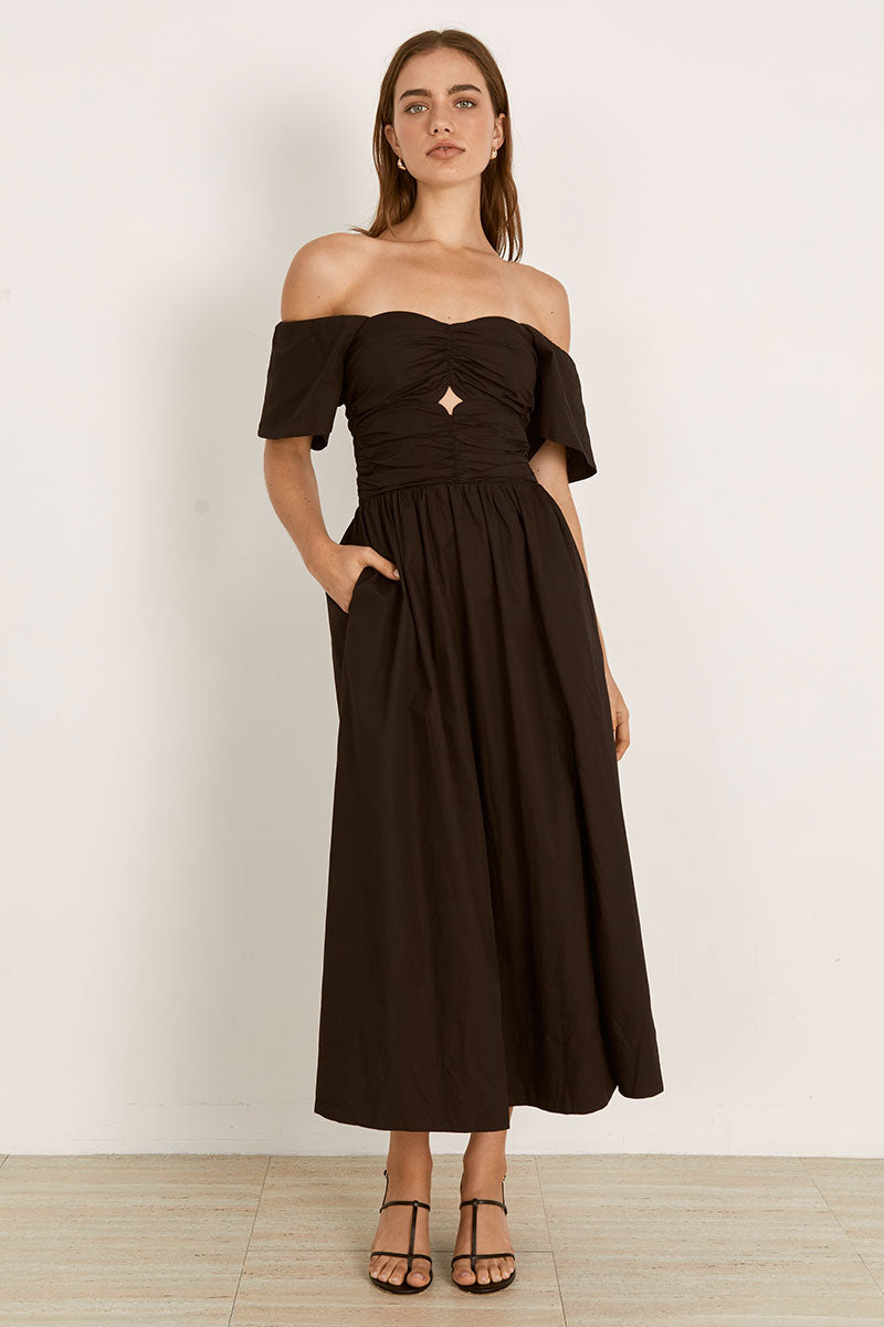 Mon Renn women's Clothing Sydney Fate Midi Dress Black