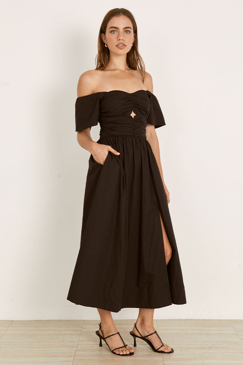 Mon Renn women's Clothing Sydney Fate Midi Dress Black
