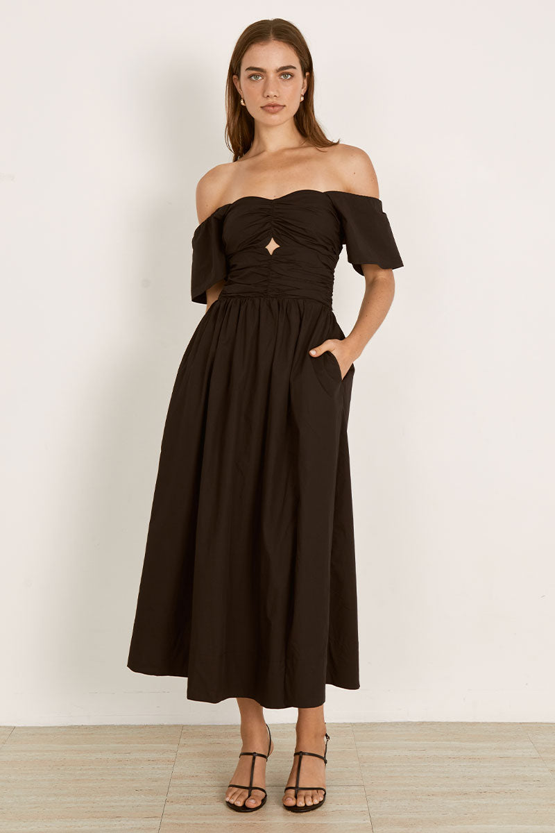 Mon Renn women's Clothing Sydney Fate Midi Dress Black