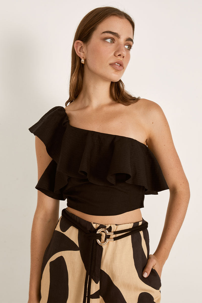 Mon Renn women's Clothing Sydney Form Crop Top Black