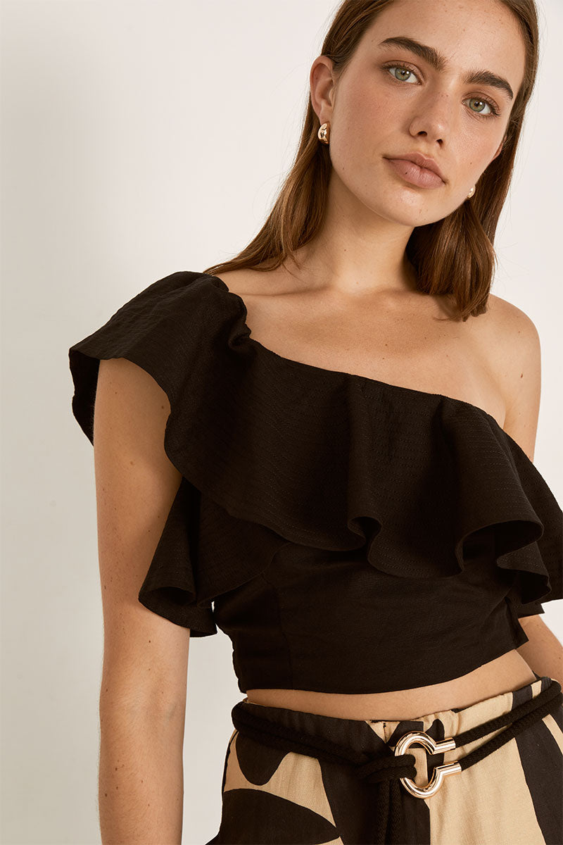 Mon Renn women's Clothing Sydney Form Crop Top Black