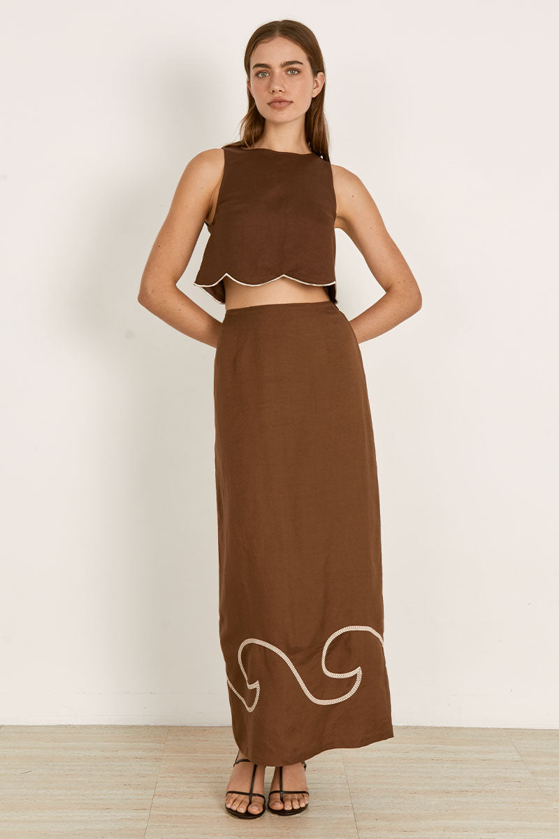 Mon Renn women's Clothing Sydney Fresco Top Brown