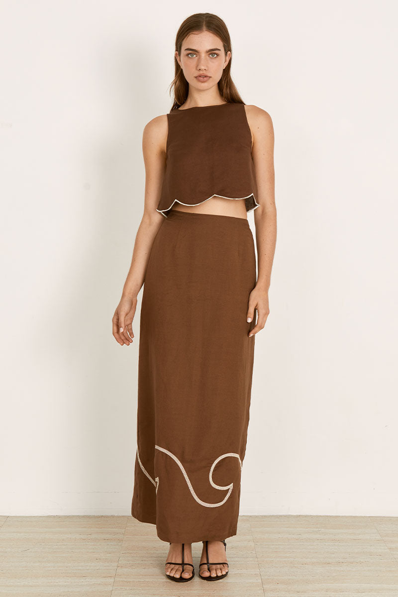 Mon Renn women's Clothing Sydney Fresco Top Brown