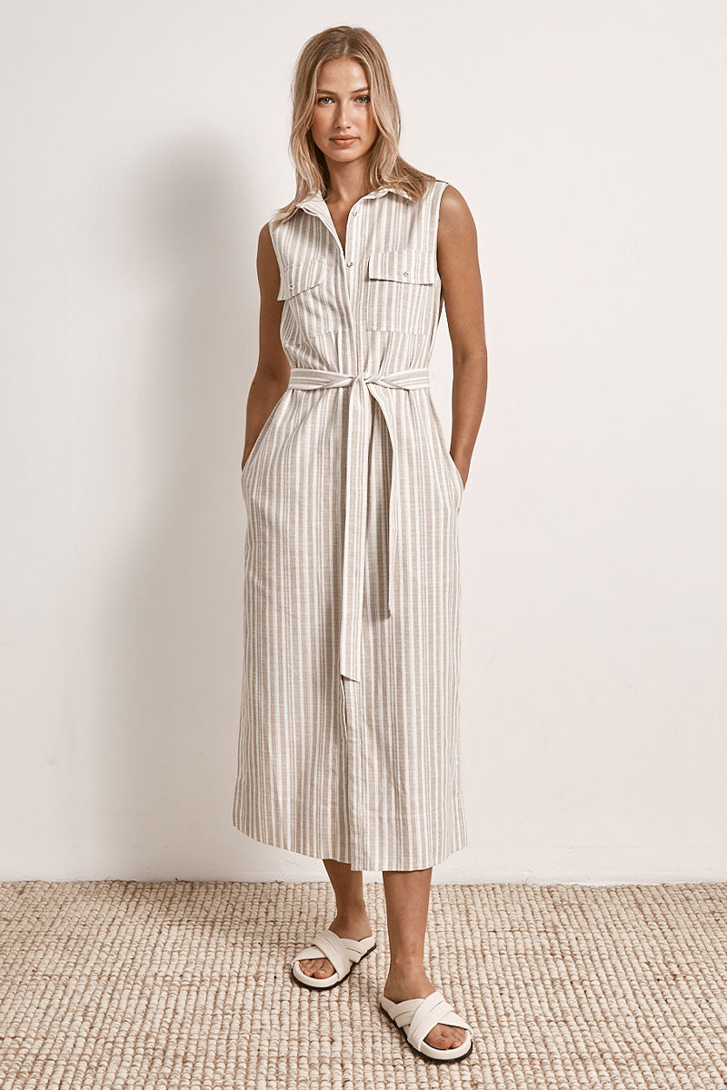 Mon Renn women's Clothing Sydney Illusion Midi Dress Cream