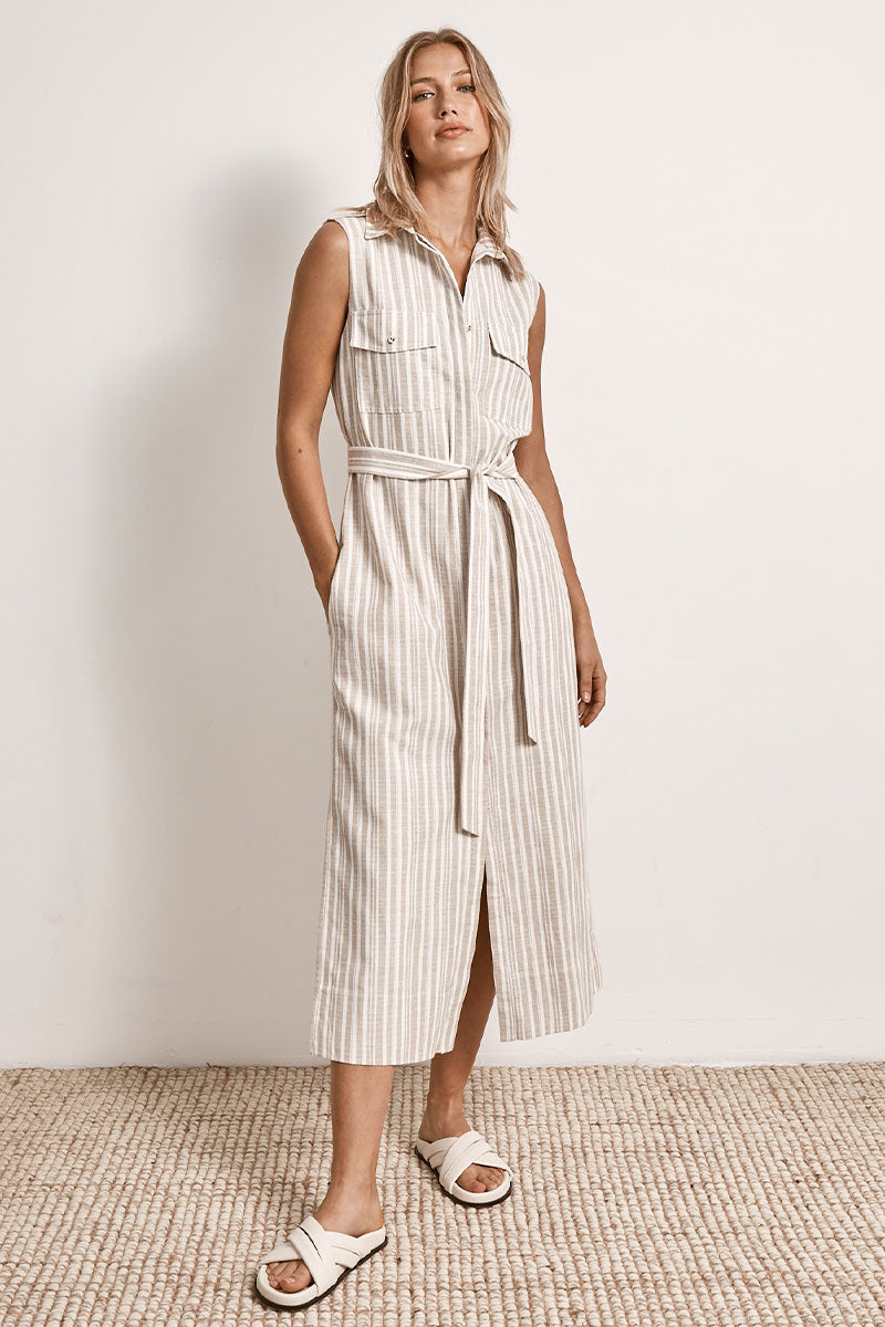 Mon Renn women's Clothing Sydney Illusion Midi Dress Cream