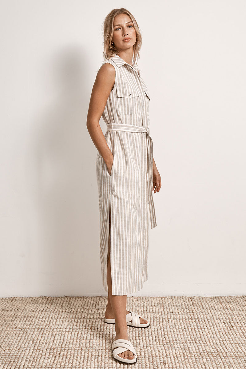 Mon Renn women's Clothing Sydney Illusion Midi Dress Cream