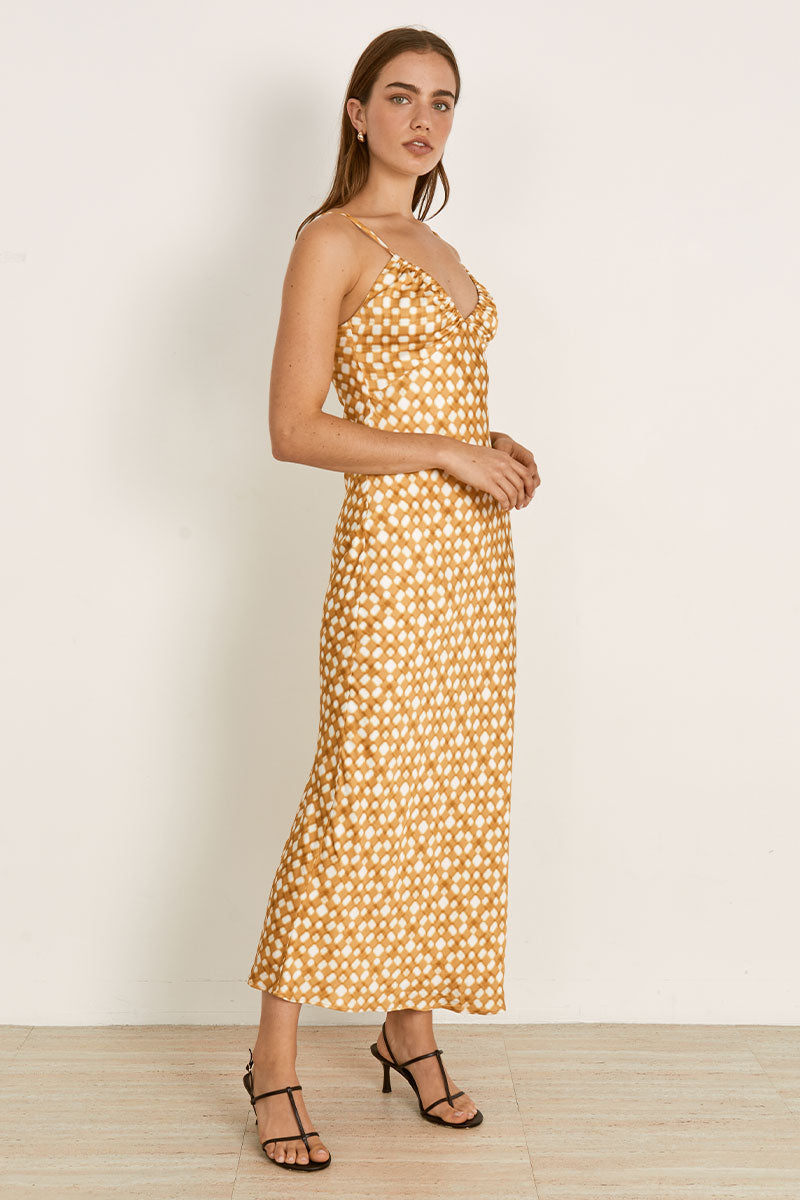 Mon Renn women's Clothing Sydney Lumen Midi Dress Gold