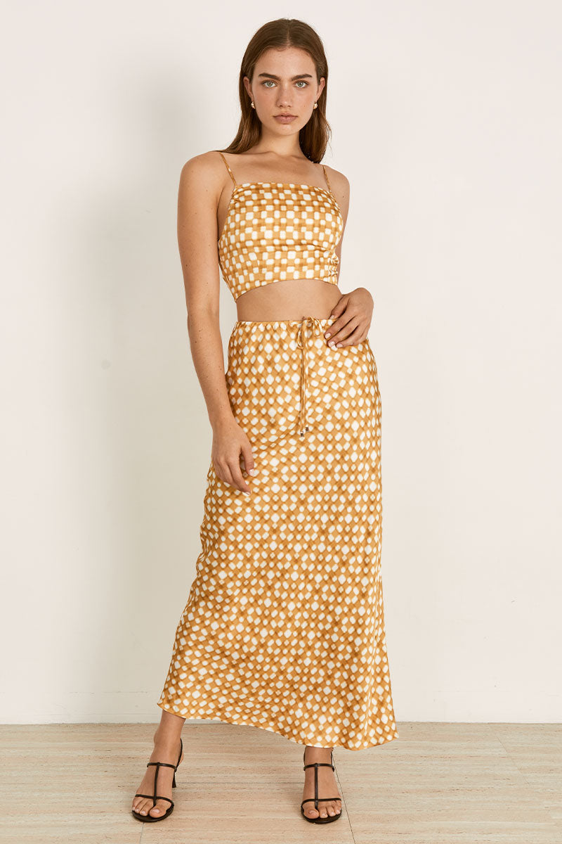 Mon Renn women's Clothing Sydney Lumen Midi Skirt Gold