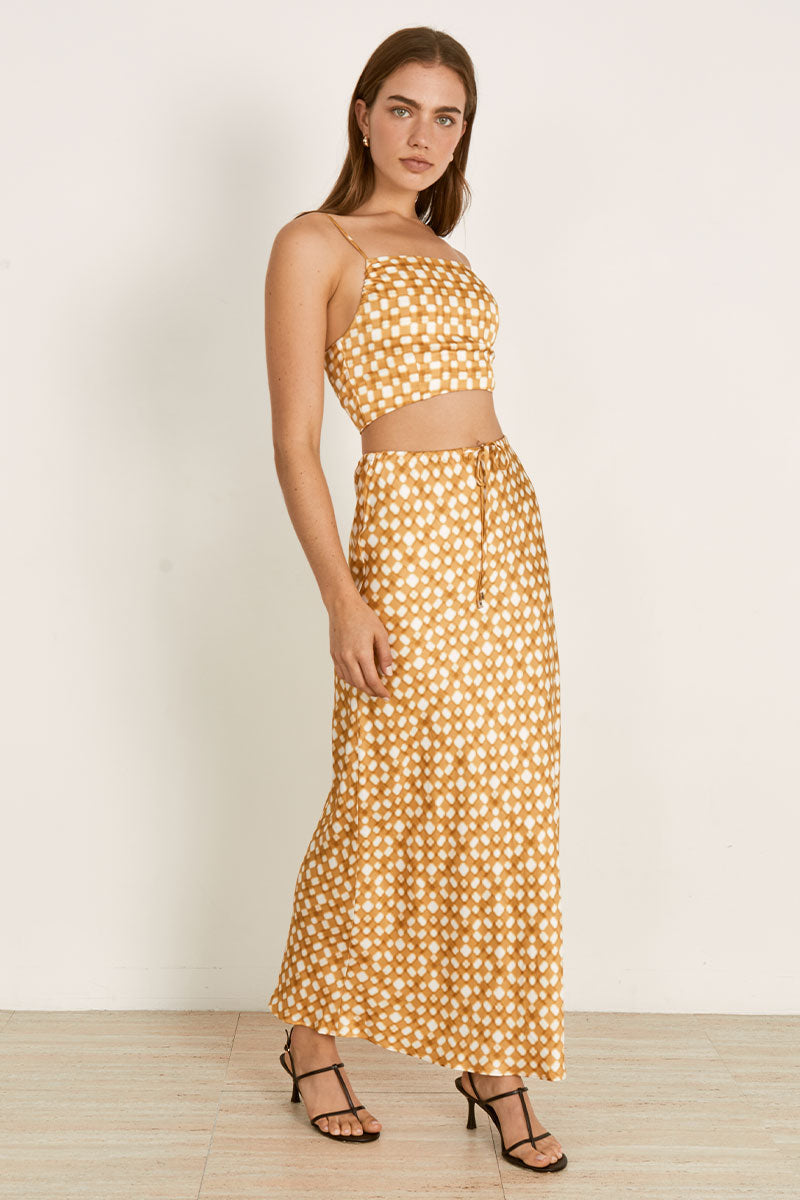 Mon Renn women's Clothing Sydney Lumen Midi Skirt Gold