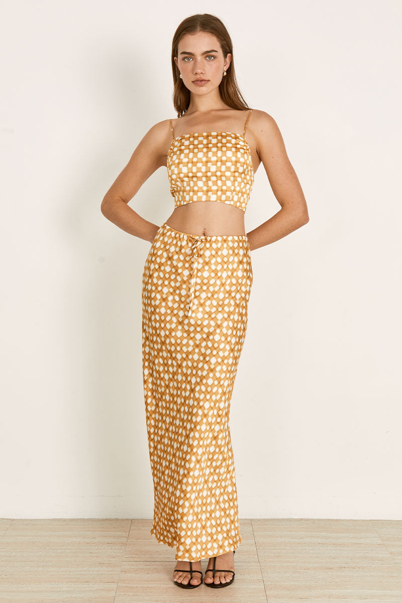 Mon Renn women's Clothing Sydney Lumen Midi Skirt Gold