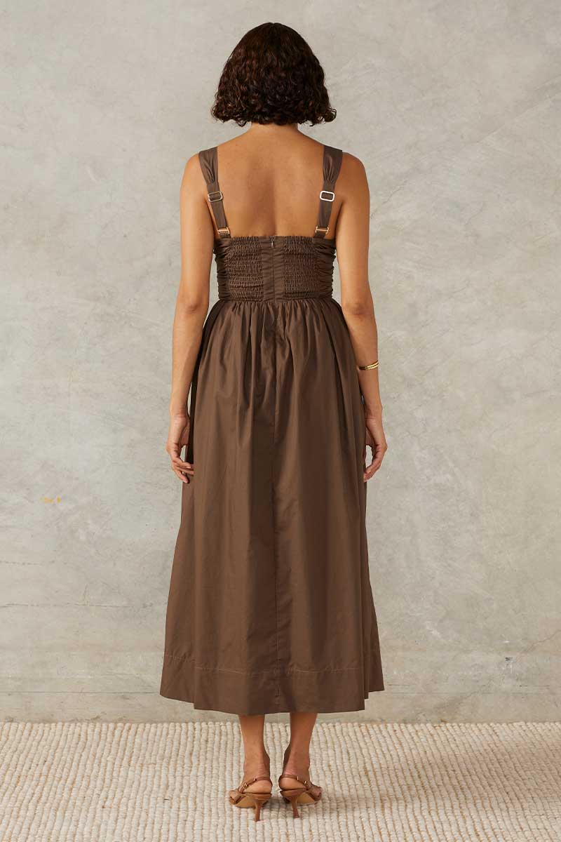 MALIBU MIDI DRESS - COFFEE