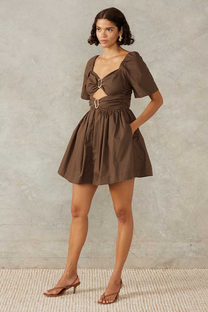 MALIBU MINI DRESS - COFFEE