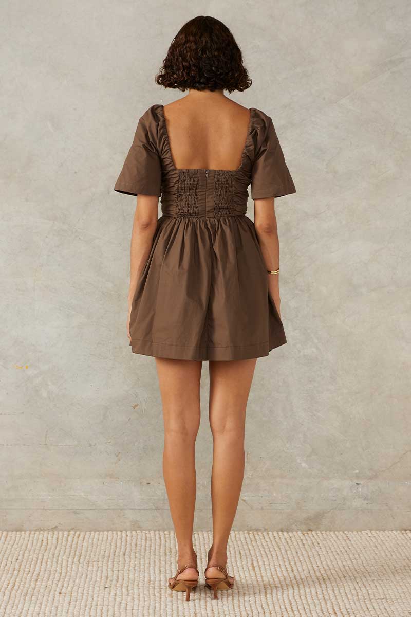 MALIBU MINI DRESS - COFFEE