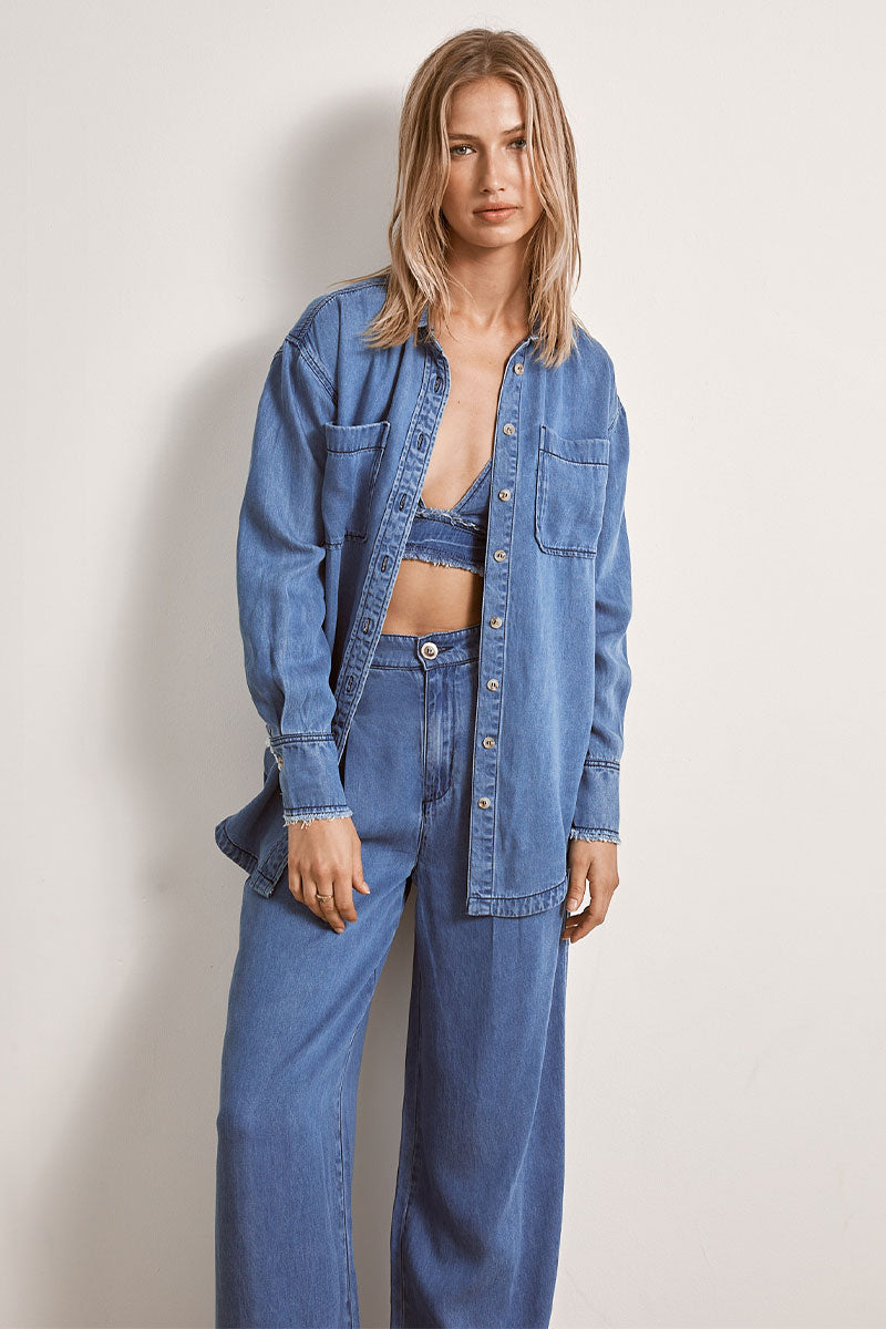 Mon Renn women's Clothing Sydney Odyssey Shirt Denim