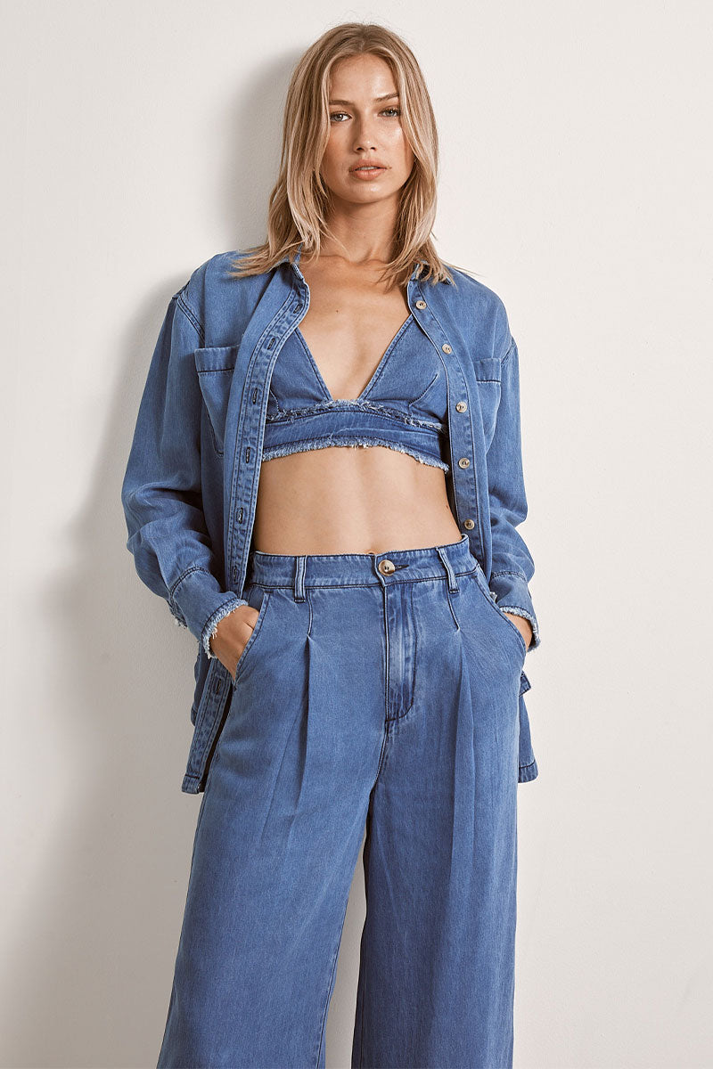 Mon Renn women's Clothing Sydney Odyssey Shirt Denim