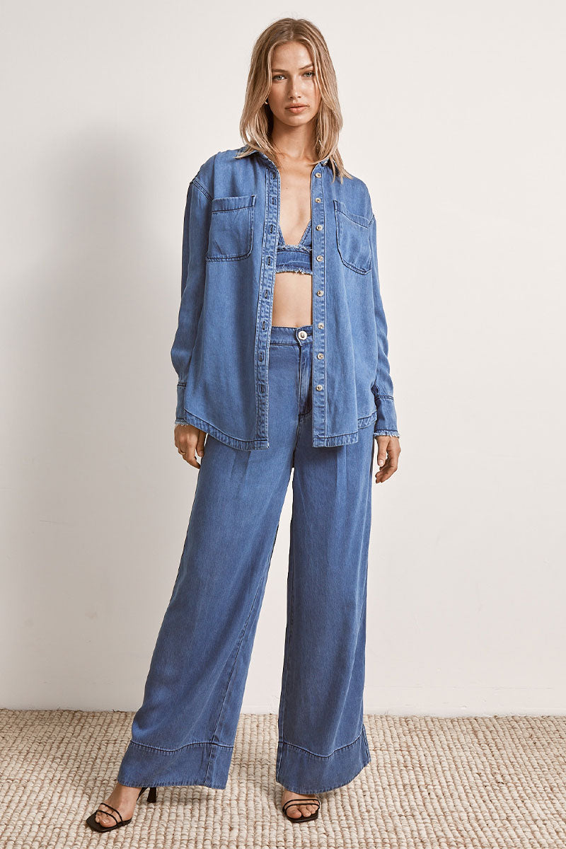 Mon Renn women's Clothing Sydney Odyssey Shirt Denim