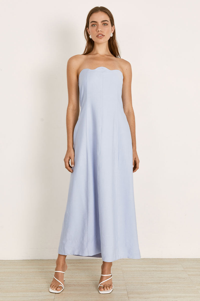 Mon Renn women's Clothing Sydney Oyster Midi Dress Blue