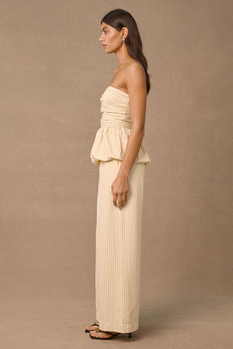 RADIANCE BUBBLE HEM TOP - WHEAT STRIPE