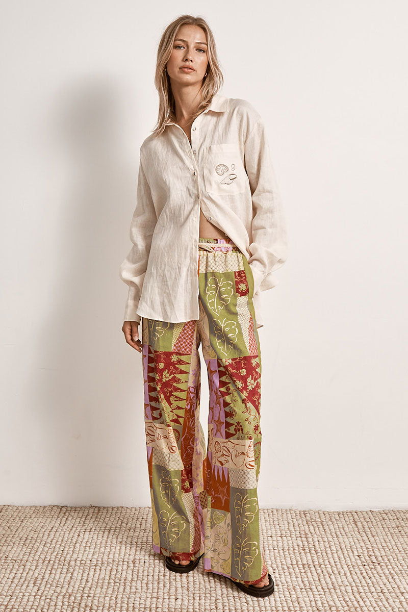 Mon Renn women's Clothing Sydney Reef Embroidered Shirt White